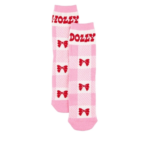 Dolly Parton Accessories - DOLLY PARTON Pink and Red Checkered Socks with Bows